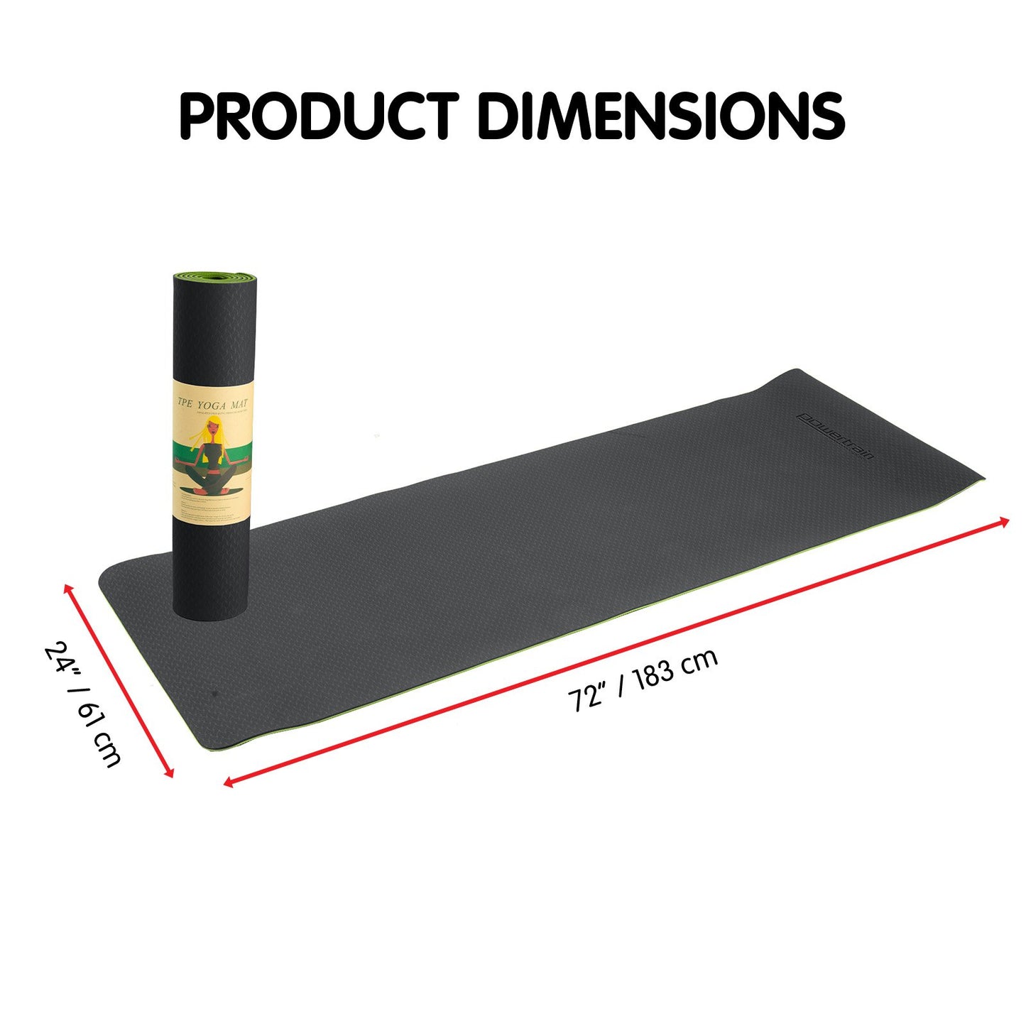 Powertrain Premium Thick Yoga Mat Green/Black