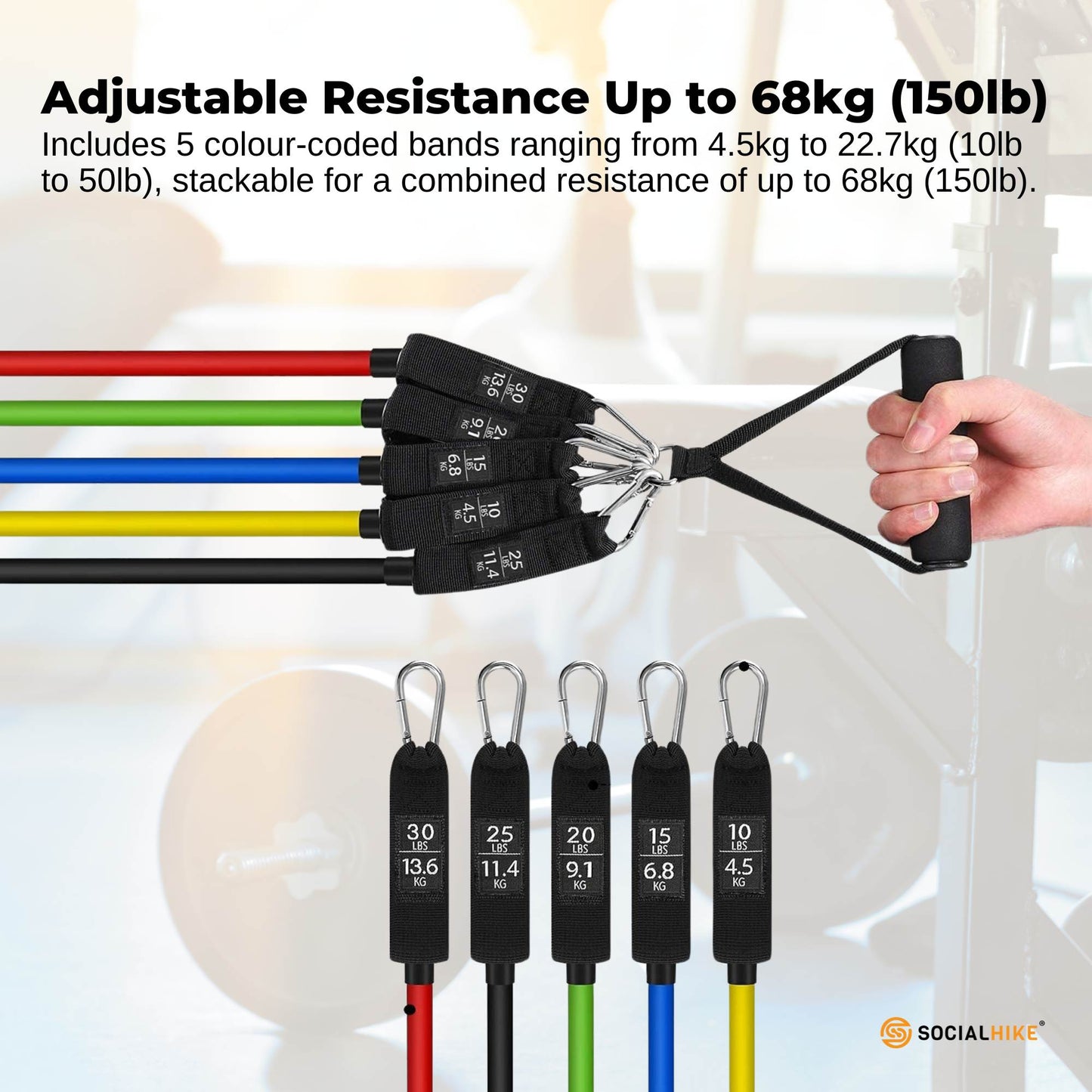 Social Hike Resistance Band Set w/Handles