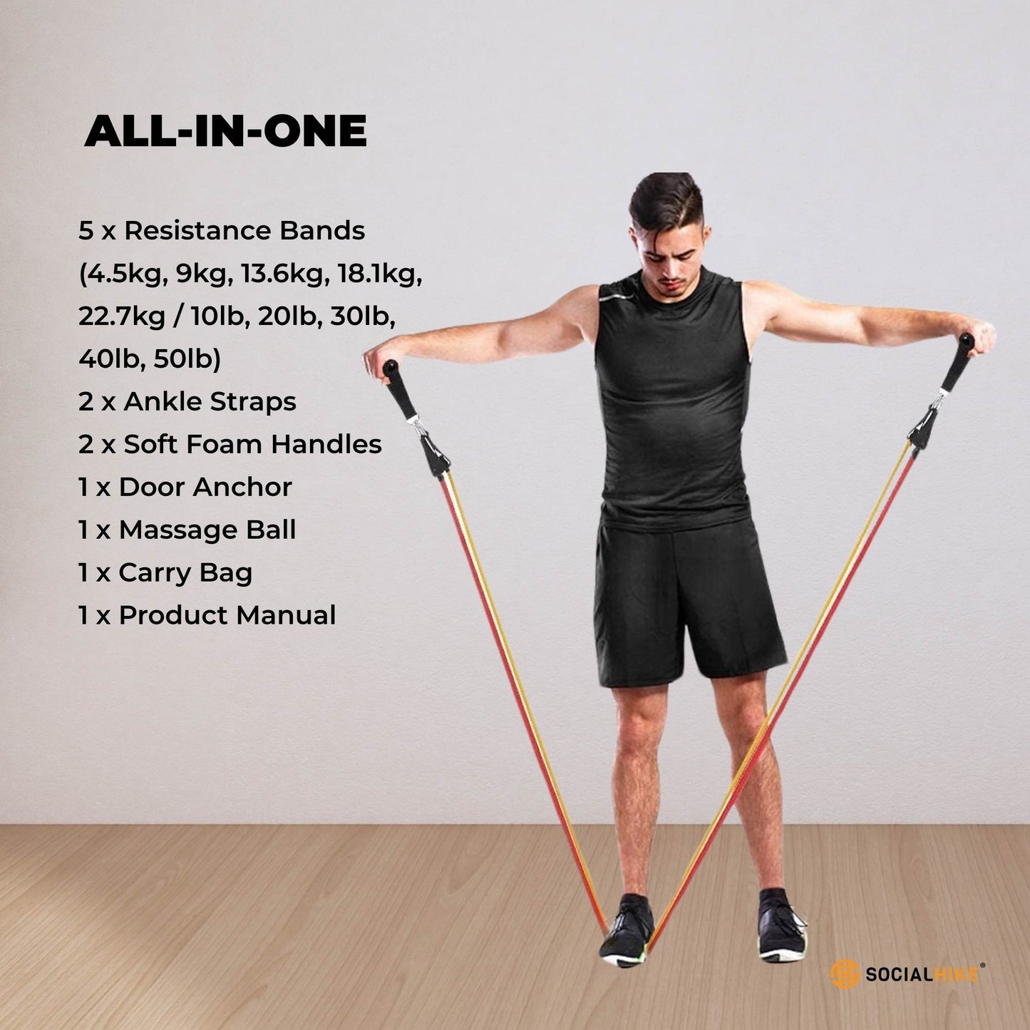 Social Hike Resistance Band Set w/Handles