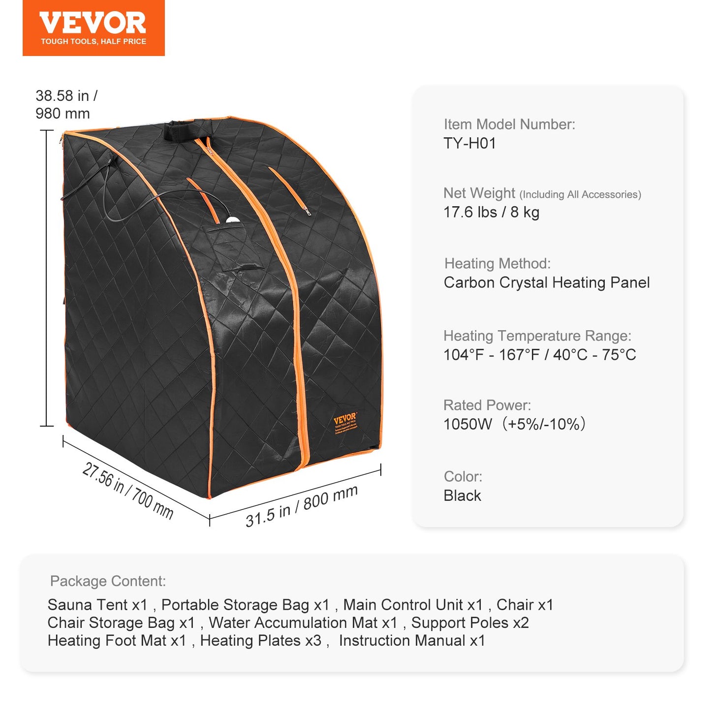 VEVOR Sauna Tent Far Infrared Small