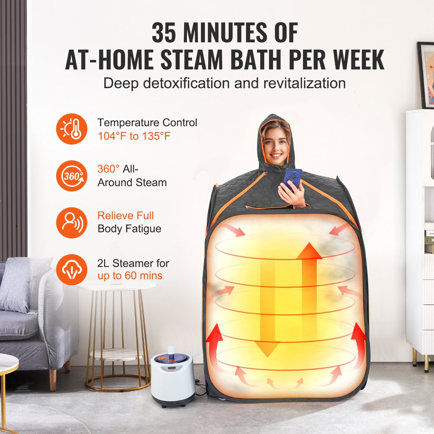 VEVOR Portable Steam Sauna Tent Premium Small