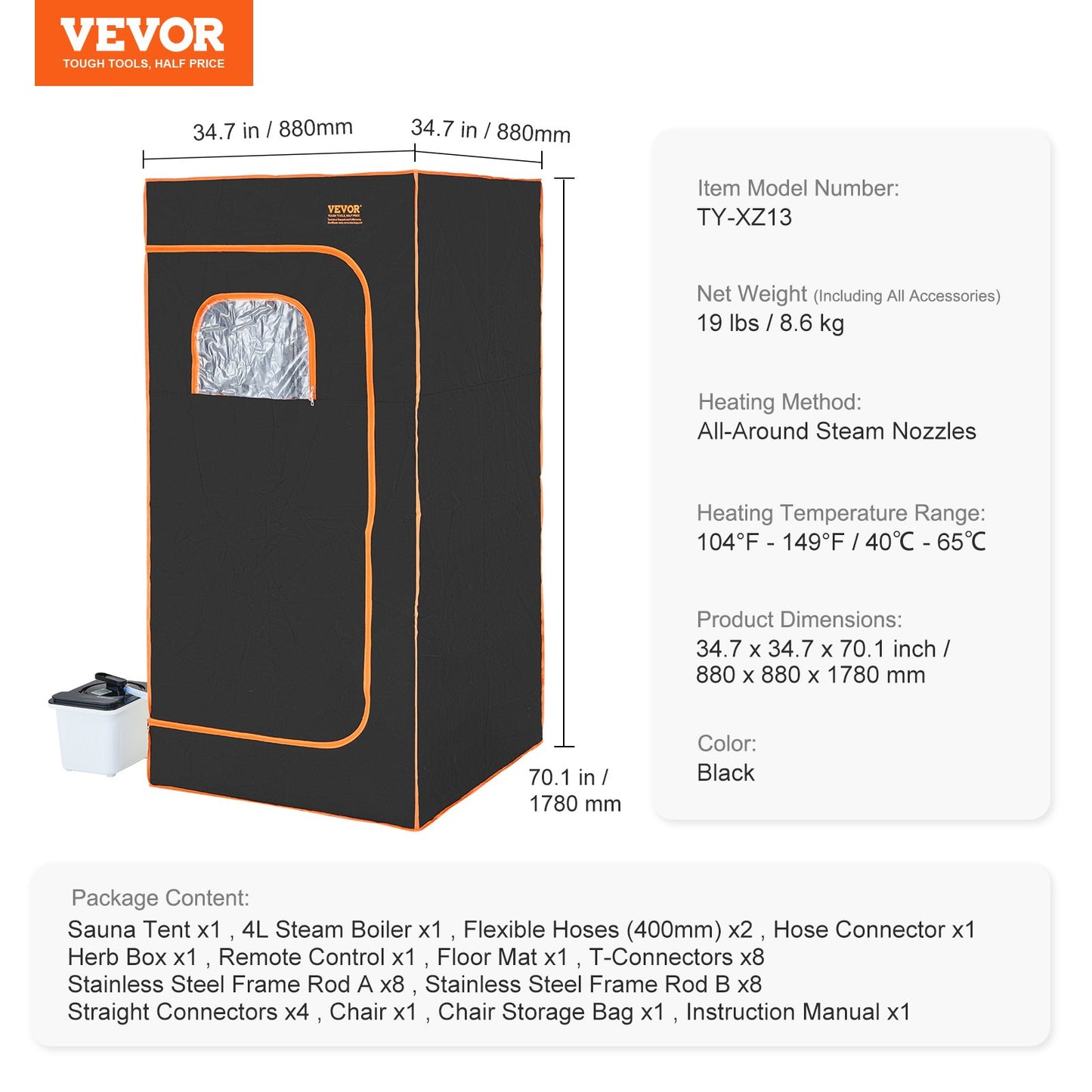 VEVOR Portable Steam Sauna Tent Premium Max